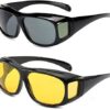 Afflatus® HD Vision Day and Night Unisex Goggles Anti-Glare Polarized Sunglasses Men/Women Driving Glasses UV Protection All Bikes&Car-Pack of 2 Goggles (Yellow/Black)